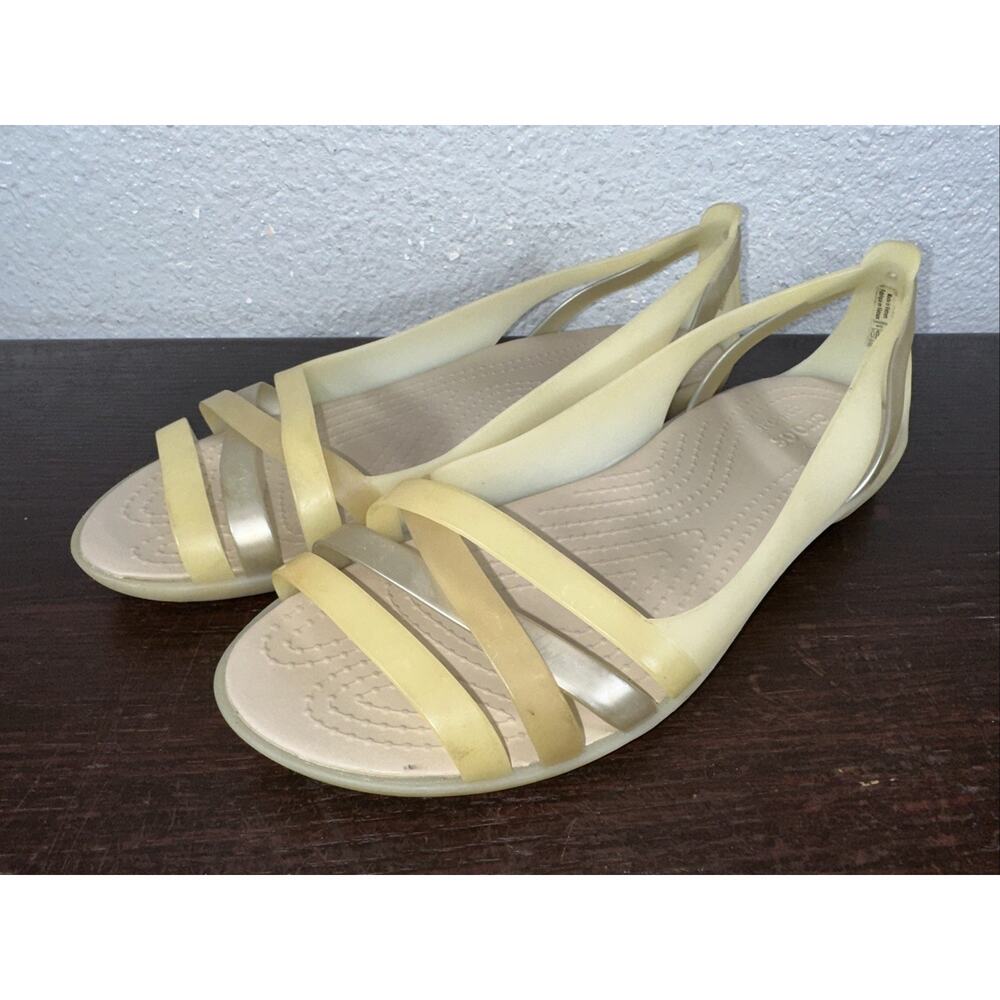 Crocs Isabella Huarache 2 Womens Size 10 Shoes Cream Tan Jelly Strappy Sandals